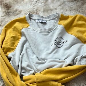 Aeropostale Yellow and White Babe Sweatshirt